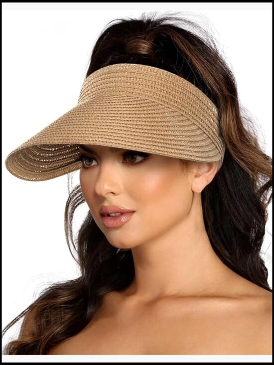 Wide Brim Straw Sun Hat UPF50+ Packable Foldable Adjustable Summer Beach Visor main image 7